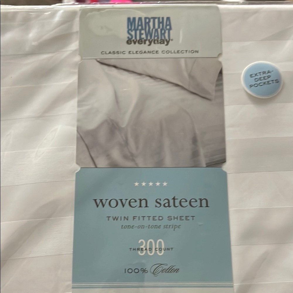 Martha Stewart White Sateen Sheet Set 300 Thread Count